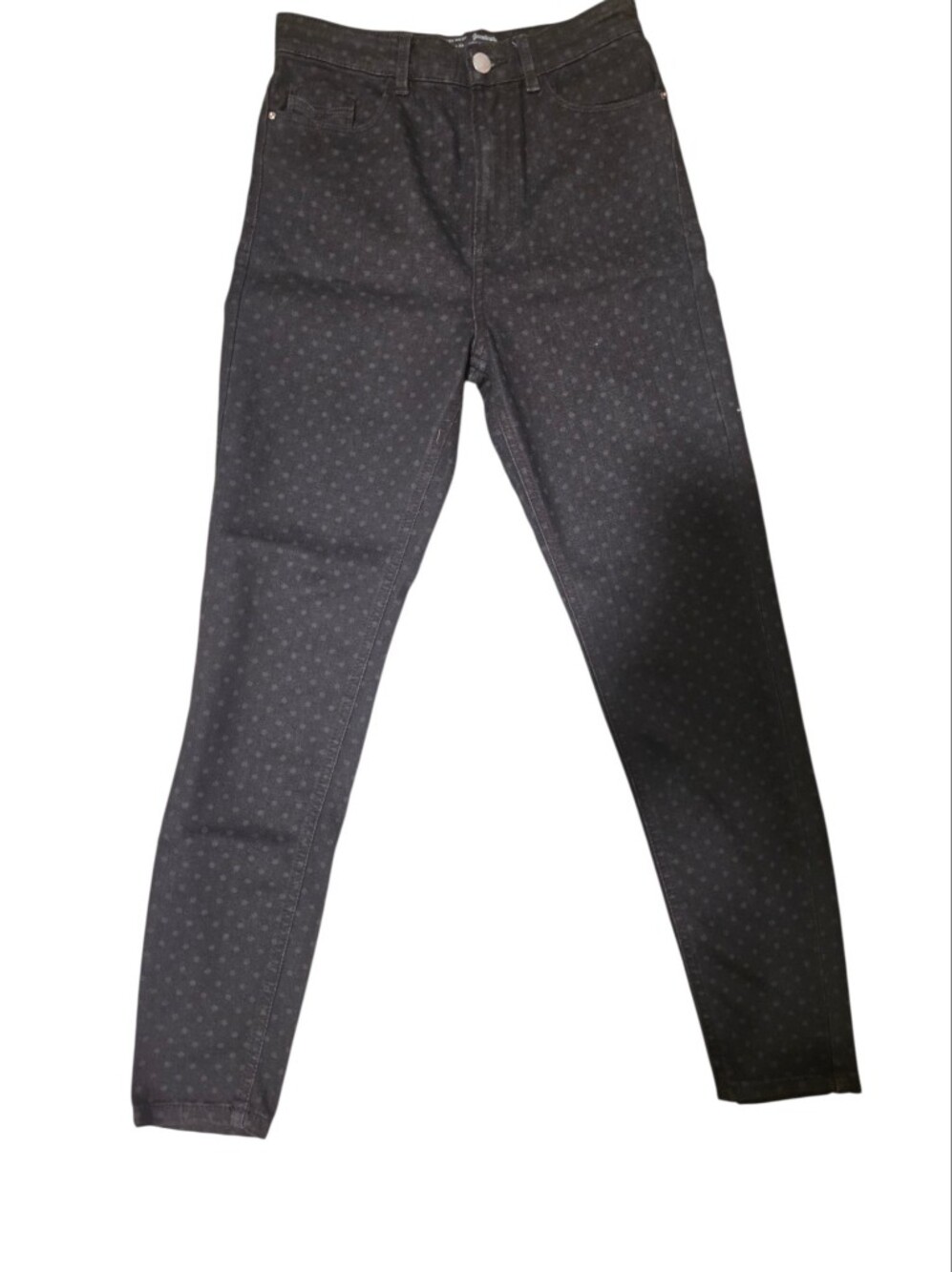 Stradivarius Dark Grey Patterned High-Waist Skinny Jeans